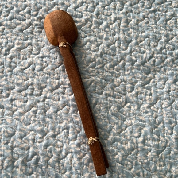 Vintage Brown Wooden Salad Server Set Spoon and Fork - Picture 2 of 4